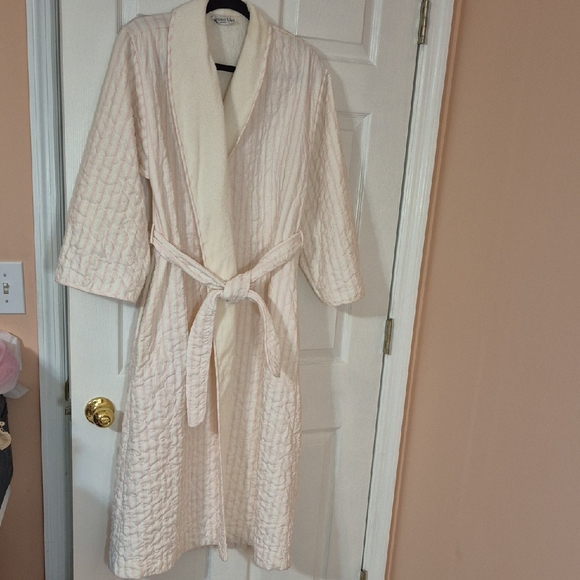 Vintage Christian Dior French Terry Lined Wrap Robe W Belt. - Picture 1 of 16